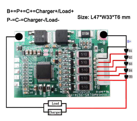 Smart Uart Active Balance BMS 5S 7A 18.5V 72v 50ah برای Ebike