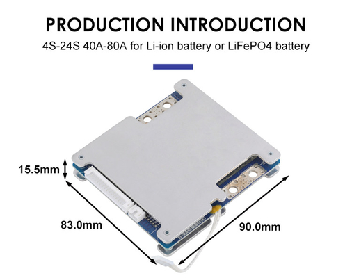 برد محافظ باتری LiFepo4 BMS PCM Smart 19s 60V 40A With Balance