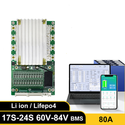 برد محافظ باتری هوشمند، BMS با متعادل کننده 17S-24S 80A با BT UART 60V 72V