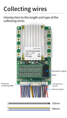 برد محافظ باتری هوشمند، BMS با متعادل کننده 17S-24S 80A با BT UART 60V 72V