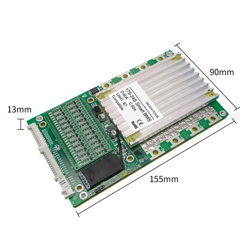 برد محافظ باتری هوشمند، BMS با متعادل کننده 17S-24S 80A با BT UART 60V 72V